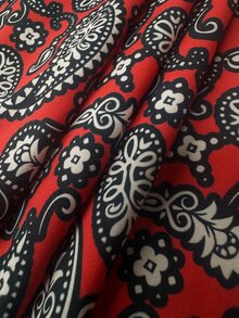 ZURIURI Red Paisley Print Men's Long Sleeve Shirt, Turn-Down Collar Loose Fit, Vintage Vacation Style, Suitable For Spring/Summer Gatherings, Travel And Streetwear - Red - View 5