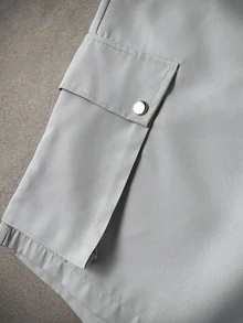 Manfinity Homme Men's Summer Casual Contrast Color Pocket T-Shirt And Cargo Shorts Set - White - View 7