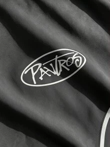 PAVTROS 男士字母圖案長袖拉鍊連帽外套 - 深灰色 - 查看 5