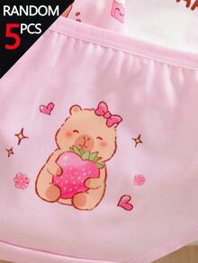 SHEIN 隨機盲盒 5件組 多色可愛水豚睡眠甜甜圈花卉印花 舒適柔軟時尚三角內褲 秋冬款 - 彩色 - 查看 4