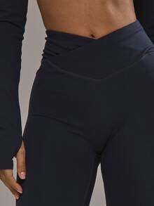 Musera Sport 交叉前开衩紧身裤套装（仅下装）板式运动服 健身房锻炼 合金瑜伽 日常健身 - 藏蓝色 - 查看 6