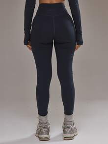 Musera Sport 交叉前开衩紧身裤套装（仅下装）板式运动服 健身房锻炼 合金瑜伽 日常健身 - 藏蓝色 - 查看 5