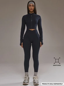 Musera Sport 交叉前开衩紧身裤套装（仅下装）板式运动服 健身房锻炼 合金瑜伽 日常健身 - 藏蓝色 - 查看 2