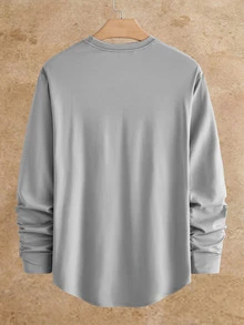 HIMLAND Men's Long Sleeve T-Shirt 2 Pack, Crewneck Tees, Solid Color Multipack, Fall Base Layer, Black And Grey Shirts Halloween Winter Party Autumn - Multicolor - View 7
