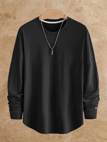 HIMLAND Men's Long Sleeve T-Shirt 2 Pack, Crewneck Tees, Solid Color Multipack, Fall Base Layer, Black And Grey Shirts Halloween Winter Party Autumn - Multicolor - View 8