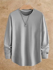 HIMLAND Men's Long Sleeve T-Shirt 2 Pack, Crewneck Tees, Solid Color Multipack, Fall Base Layer, Black And Grey Shirts Halloween Winter Party Autumn - Multicolor - View 6
