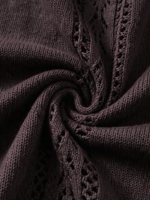 Flora Isola Flora Isola Sweater Syal Wanita Elegan dengan Kerah Tinggi dan Rumbai - Coffee Brown - View 9