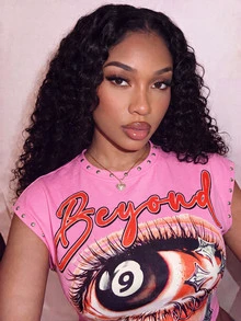 BamGleam American Hot Girl Style Eye Print Short Sleeve T-Shirt, Rivet Decor Cropped Midriff Top, Vintage Streetwear - Pink - View 5