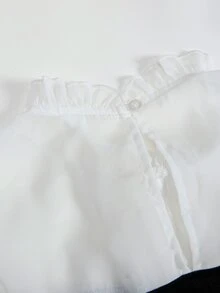 SHEIN 青少年女孩秋季優雅可愛編織雪紡可拆式蝴蝶結裝飾長袖拼接韓版抓絨修身洋裝 派對穿著 黑白配色 - 黑與白 - 查看 2