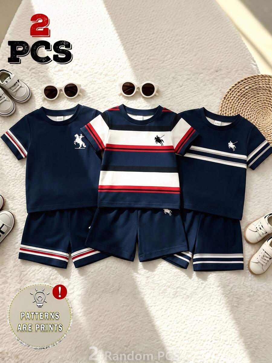 SHEIN 1 Random Set,Baby Boy Summer Clothing Set, Toddler Short Sleeve ...