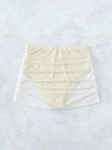 SHEIN Swim Women's Solid Color Ruched Beach Party Vacation Swimwear Bottom Skirt White Summer Tropical Sexy - White - View 9