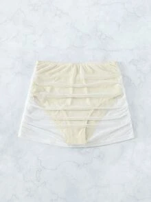 SHEIN Swim Women's Solid Color Ruched Beach Party Vacation Swimwear Bottom Skirt White Summer Tropical Sexy - White - View 7