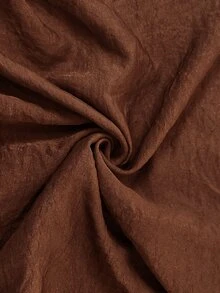 LUMIGAL Women's V-Neck Long Sleeve Linen Textured Blouse With Frill Trim, Casual Commute Style For Early Autumn - Brown - View 4