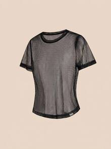 Cheerettes Women's Solid Round Neck Short Sleeve Athletic Top 2pcs/Pack, Casual Gym Workout Sportswear Activewear, All Season - Black and White - View 7