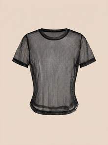 Cheerettes Women's Solid Round Neck Short Sleeve Athletic Top 2pcs/Pack, Casual Gym Workout Sportswear Activewear, All Season - Black and White - View 8