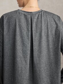 Activina Women's Modest Solid Color Casual Daily Travel Sports T-Shirt Long Sleeve Side Slit Sports Autumn Middle Eastern Sport T-Shirt Workout Breathable Gym - Grey - View 3