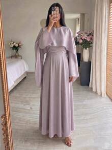 Yasmyna Women's Long Slim Fit Comfortable Design Fashion Elegant Dress - Dusty Pink - View 4
