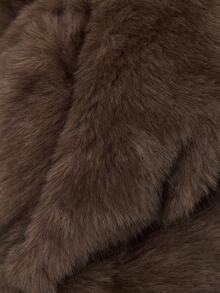 Nöista Brown Faux Fur Jacket With Collar, Long Sleeves Inner Opening. Fall, Winter, Outerwear, Christmas, Going Out, Formal Event, Day To Night, Halloween. - Brown - View 11