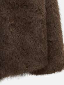 Nöista Brown Faux Fur Jacket With Collar, Long Sleeves Inner Opening. Fall, Winter, Outerwear, Christmas, Going Out, Formal Event, Day To Night, Halloween. - Brown - View 10