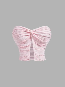 SHEIN MOD 女款純色抹胸無袖長裙粉色甜美Y2K優雅兩件式裙裝套裝，適合派對、生日、聖誕、秋冬穿搭 - 粉色 - 查看 5