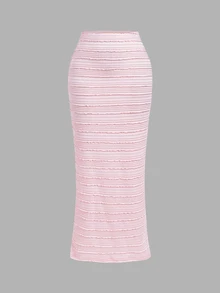 SHEIN MOD 女款純色抹胸無袖長裙粉色甜美Y2K優雅兩件式裙裝套裝，適合派對、生日、聖誕、秋冬穿搭 - 粉色 - 查看 8