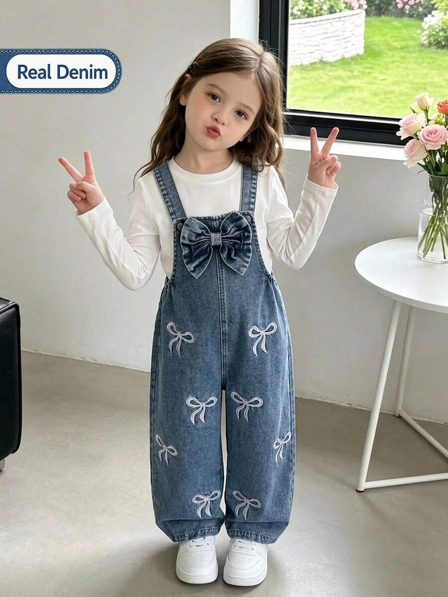 Elladie kids 女童牛仔吊帶褲連身褲 全季新款 時尚休閒 西部牛仔風 藍色復古水洗彈性腰設計 夏季