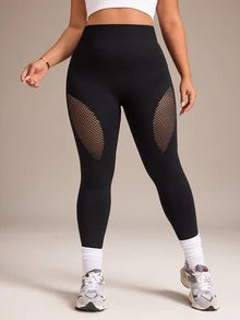 Easithlete Plus Size Tie Dye Yoga Leggings Women Seamless Running Fitness Work Wear Non-See Through Plus Size Base Layer Pants - Black - View 3