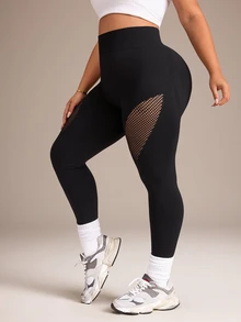Easithlete Plus Size Tie Dye Yoga Leggings Women Seamless Running Fitness Work Wear Non-See Through Plus Size Base Layer Pants - Black - View 5
