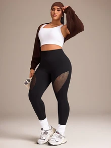 Easithlete Plus Size Tie Dye Yoga Leggings Women Seamless Running Fitness Work Wear Non-See Through Plus Size Base Layer Pants - Black - View 6