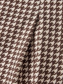 SHEIN MOD Plus Size Autumn/Winter Houndstooth Pleated Wide Leg Pants, Casual Collegiate Style, Daily Commute Outfit, Old Money Aesthetic, Modern Chic - Brown - View 6