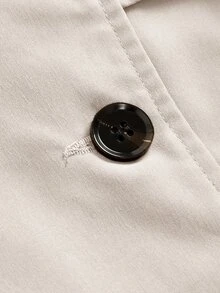 SHEIN Girlism 青少年女孩象牙色雙排扣收腰短款風衣，肩章設計，秋季穿搭，夾克，外套，冬季，修身，優雅 - 杏色 - 查看 7