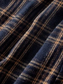 SHEIN MOD Women Cotton Plaid Ruched Spaghetti Strap Sleeveless Long Navy Cute Elegant Dress For Party Going Out Vacation Homecoming Fall - Navy Blue - View 4