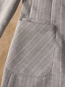 HIMLAND 男士條紋雙排扣西裝外套與長褲套裝禮服，2件套休閒正裝套裝，適合萬聖節、冬季派對、秋季 - 杏色 - 查看 11