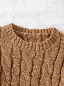 SHEIN Sweater Rajut Kasual Pas Badan Leher Bulat Warna Polos untuk Anak Perempuan Muda - MultiWarna - View 6