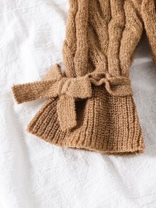 SHEIN Sweater Rajut Kasual Pas Badan Leher Bulat Warna Polos untuk Anak Perempuan Muda - MultiWarna - View 7