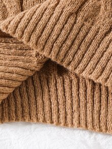 SHEIN Sweater Rajut Kasual Pas Badan Leher Bulat Warna Polos untuk Anak Perempuan Muda - MultiWarna - View 8