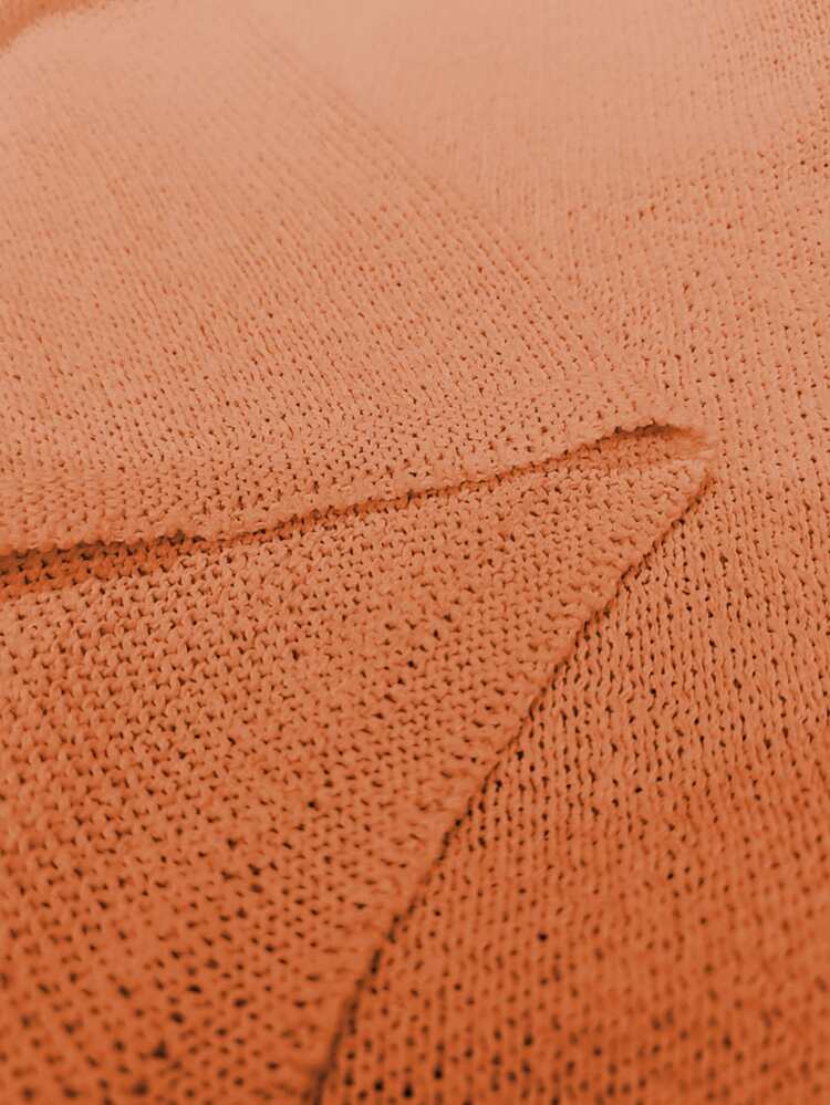 Linhara CURVE Áo cardigan len dáng choàng cổ chữ V màu trơn cho nữ size lớn, đính cúc kim loại, phù hợp mặc thường ngày, đi làm văn phòng và du lịch, áo cardigan mùa đông cho nữ size lớn - Màu Cam cháy - Xem 3