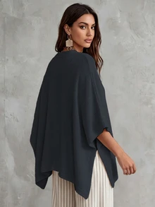 Linhara CURVE Plus Size Women Solid Color Knit Shawl Cardigan V-Neck Metal Button Suitable For Daily Casual Office Vacation Plus Size Women Cardigan Winter - Royal Blue - View 2