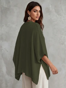 Linhara CURVE Plus Size Women Solid Color Knit Shawl Cardigan V-Neck Metal Button Suitable For Daily Casual Office Vacation Plus Size Women Cardigan - Dark Green - View 2