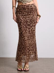 ROMWE J-Fashion Women's Leopard Print Bow Fashion Skirt - Multicolor - View 1
