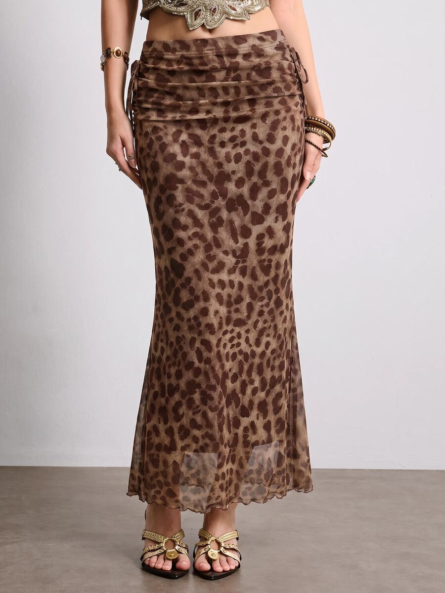 ROMWE J-Fashion Women's Leopard Print Bow Fashion Skirt - Multicolor - View 1