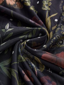 ROMWE Fairycore Spring/Summer Women's Dark Gothic Style Bat, Skull, Moon, Pumpkin Print A-Line Punk Skirt - Multicolor - View 5