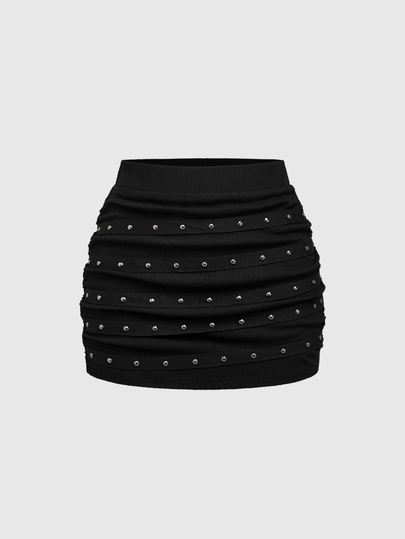Jupe mini plissée avec perles pour femmes