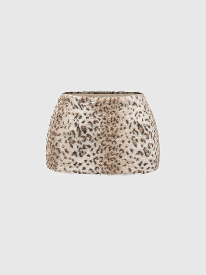 Grunge Punk Jupe mini effet peau de bête imprimé guépard sur tout le vêtement, taille basse et douce