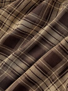 Sweetness Women's Retro Asymmetrical Hem Plaid Print Skirt, Midriff-Baring Collegiate Style - Brown - View 5
