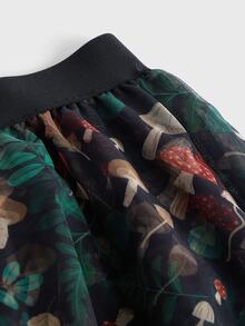 Inna Moreva Fairycore Mushroom Print Contrast Lace Asymmetrical Hem Mesh Skirt - Multicolor - View 4