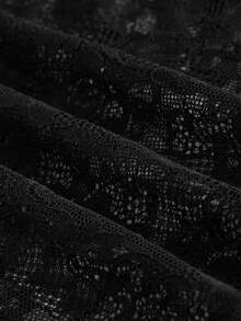 ROMWE Spring/Summer Carnival Party Casual Black Vintage Gothic Lace Twist Design Side Slit Skirt - Black - View 5