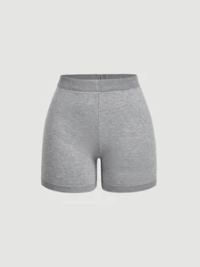SHEIN MOD Women Plain Boat Neck Sleeveless Short Gray Cute Casual Y2K 2 Pieces Shorts Set For Going Out Vacation Birthday Party Fall - Grey - View 6
