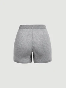 SHEIN MOD Women Plain Boat Neck Sleeveless Short Gray Cute Casual Y2K 2 Pieces Shorts Set For Going Out Vacation Birthday Party Fall - Grey - View 7