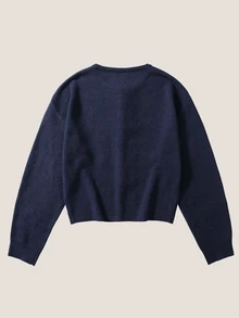 Calmiston Men's Solid Color Casual Versatile Daily Wear Cardigan Festival Boys Fall/Winter Daily New - Navy Blue - View 3